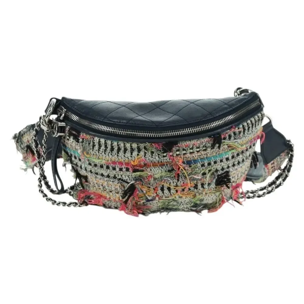 Chanel Matelasse Tweed Chain Crossbody Bag Multicolor